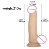 Realistic TPE dildo with curved shaft and clear finish in vibrant color for adult toys